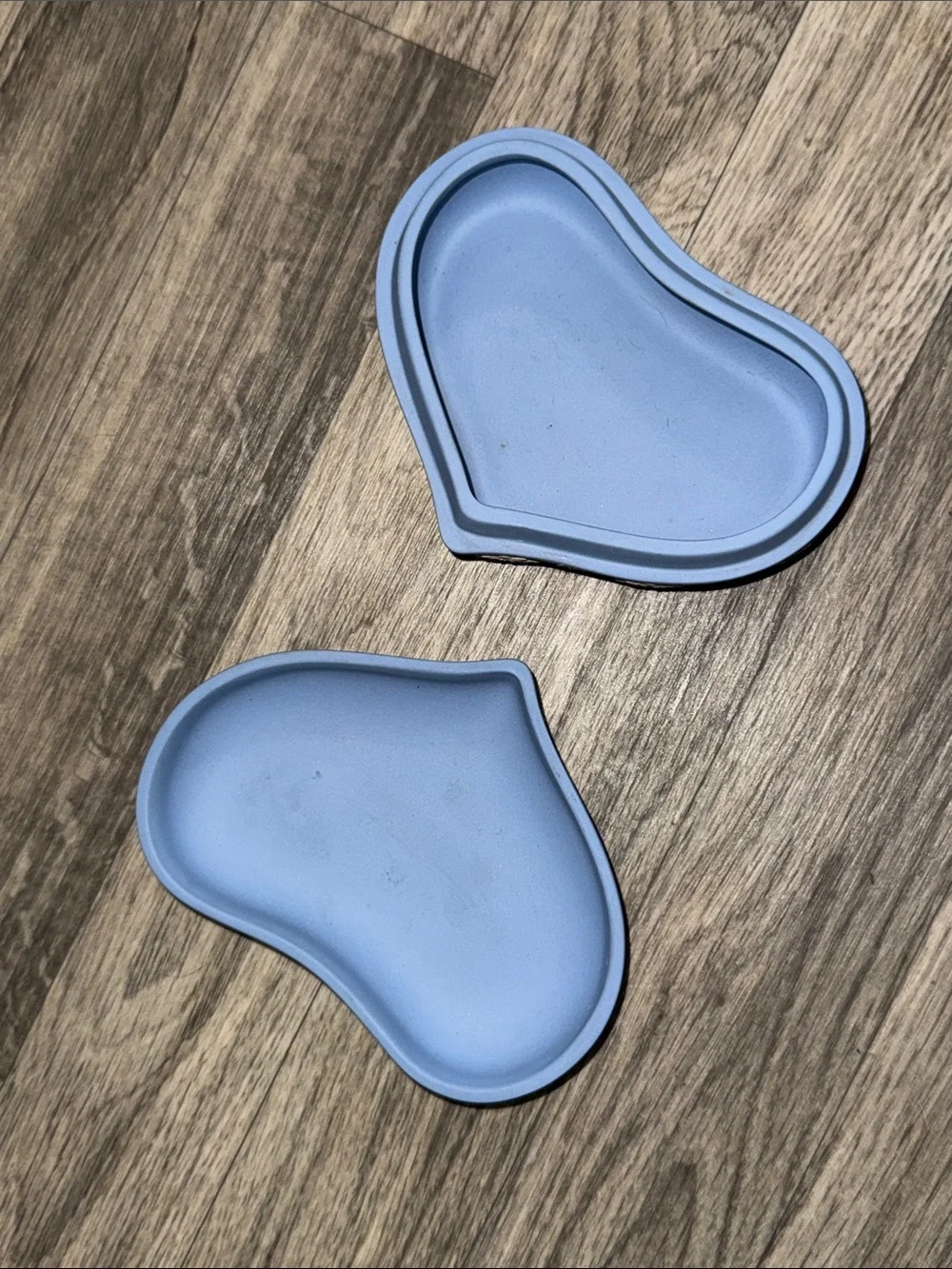 Vintage Wedgwood pale blue Jasperware heart shaped trinket box